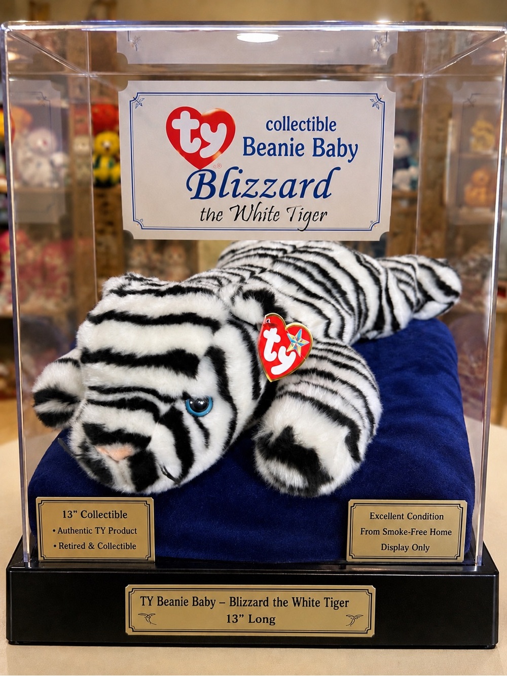 Ty Blizzard the White Tiger Beanie Buddy - White & Black